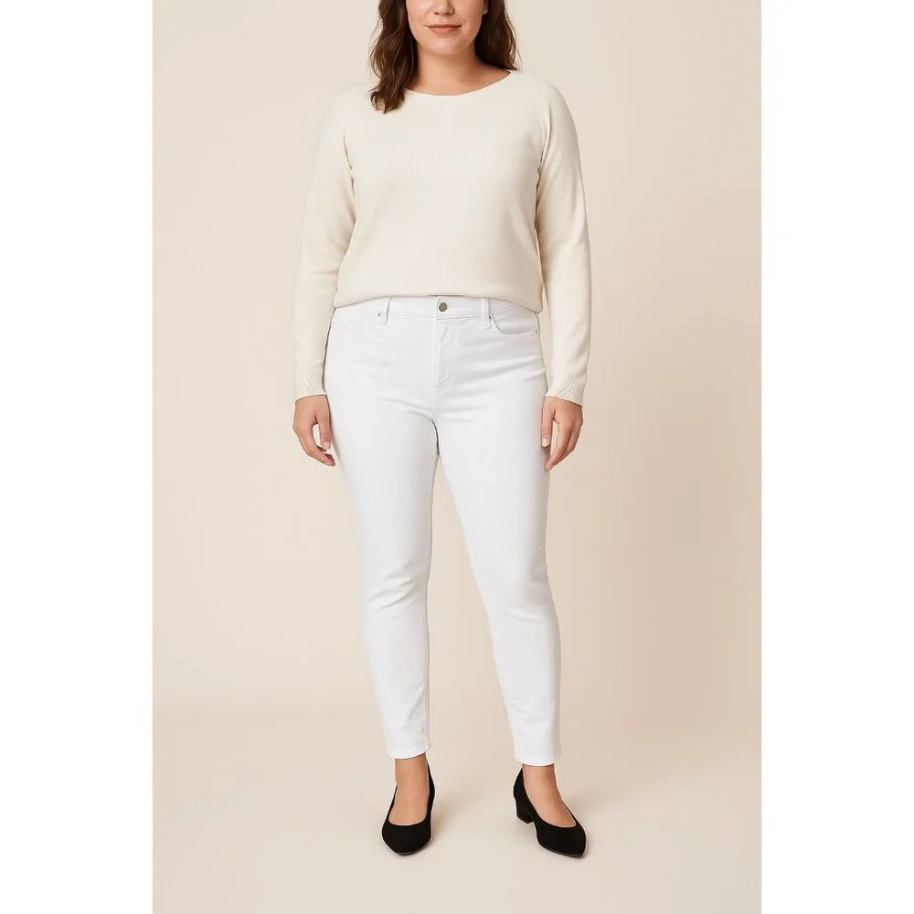 Loft‎ Curvy Skinny Mid Rise White Jeans